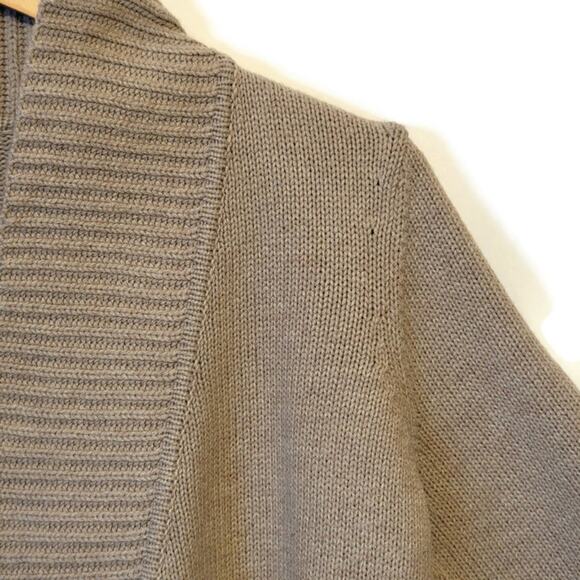 Talbots Shawl Collar Wool Blend Cardigan Tan Camel Knit Sweater Workwear Chic M - Picture 3 of 12